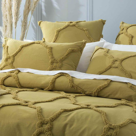 Renee Taylor Moroccan 100% Cotton Chenille Vintage washed Tufted Quilt cover set Willow