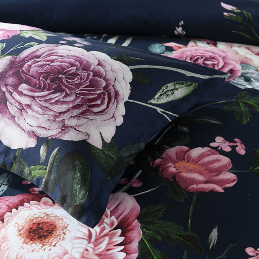 Zinnia Navy Quilt Cover Set by Bianca