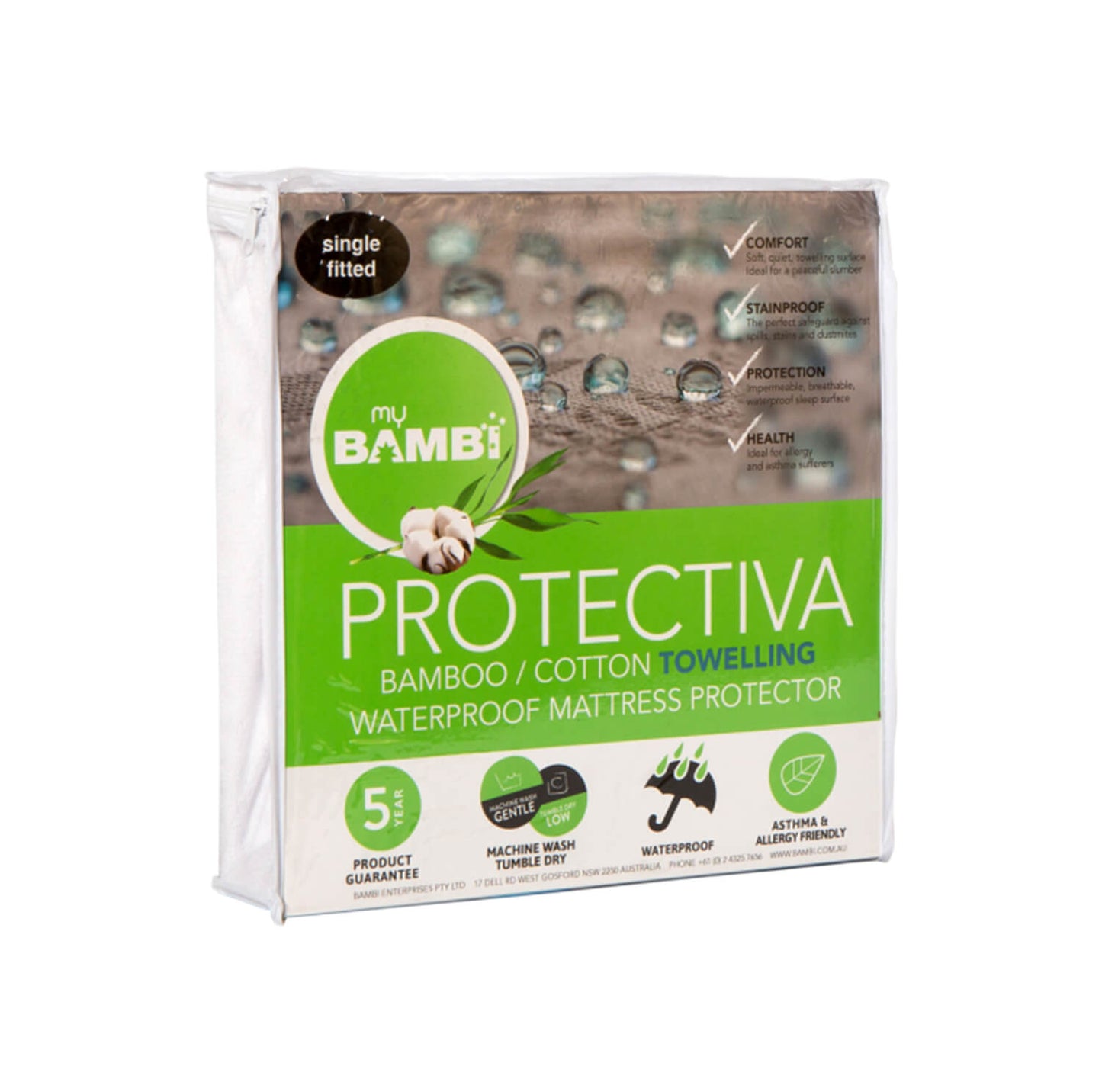 Protectiva Cotton/Bamboo Towelling Waterproof Mattress Protector by Bambi