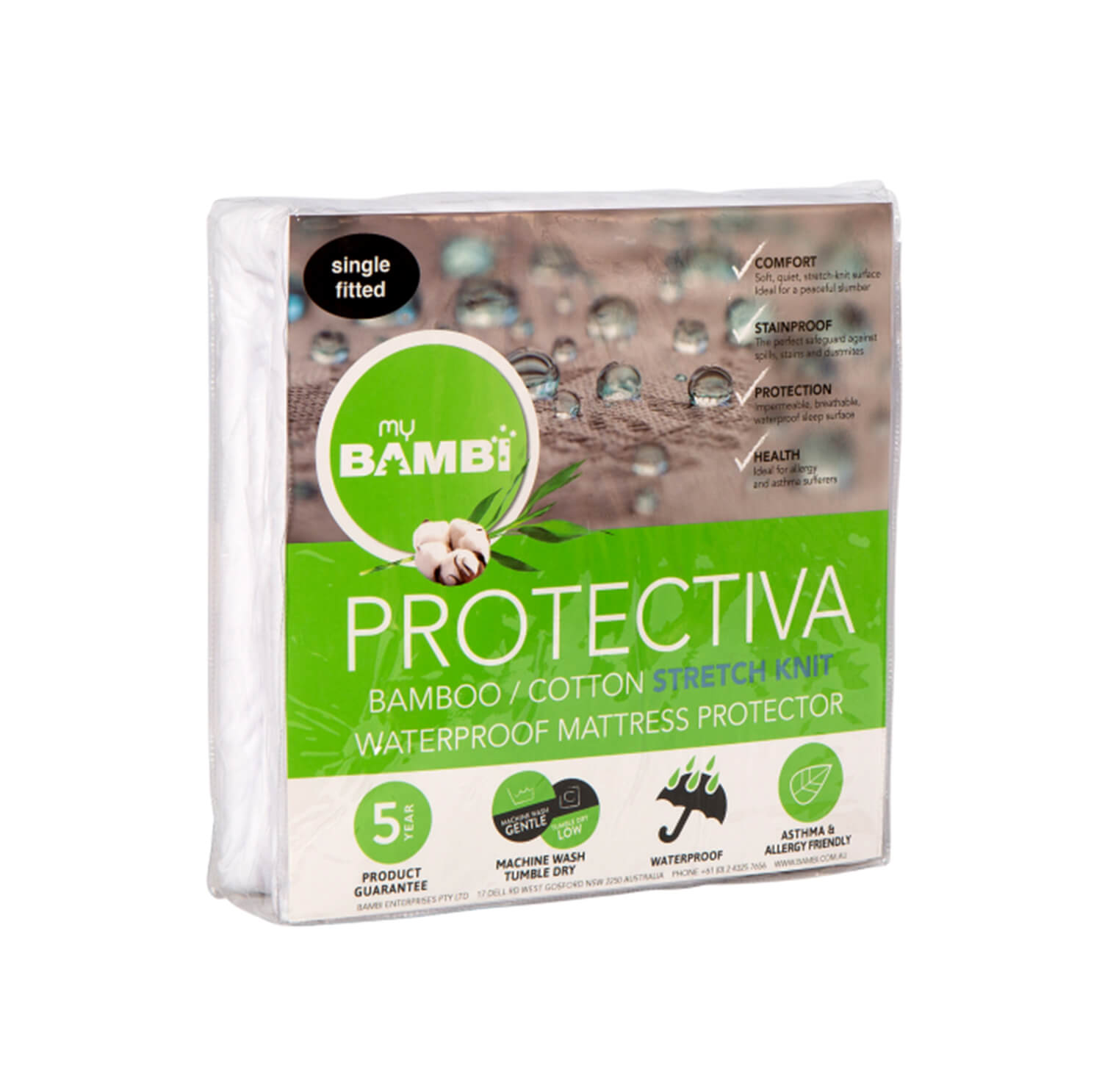 Protectiva Cotton/Bamboo Waterproof Mattress Protector | Stretch Knit by Bambi