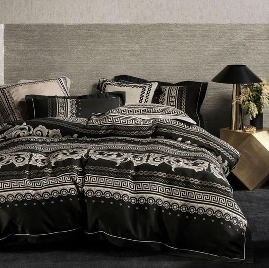 Cavallino Black Quilt Cover Set by Grace Linen House