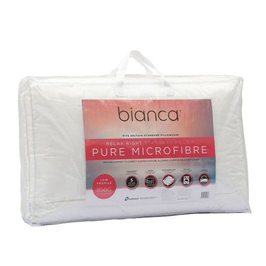 Relax Right 850gm Pure Microfibre Fill Low Profile Pillow by Bianca