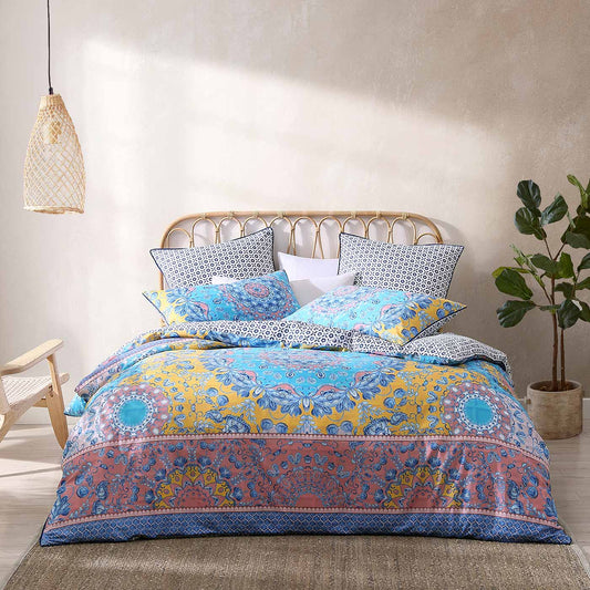 Avila Blue Quilt Cover Set by Logan & Mason