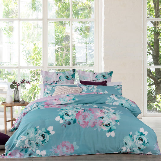 Fleur Mint Quilt Cover Set by Logan and Mason