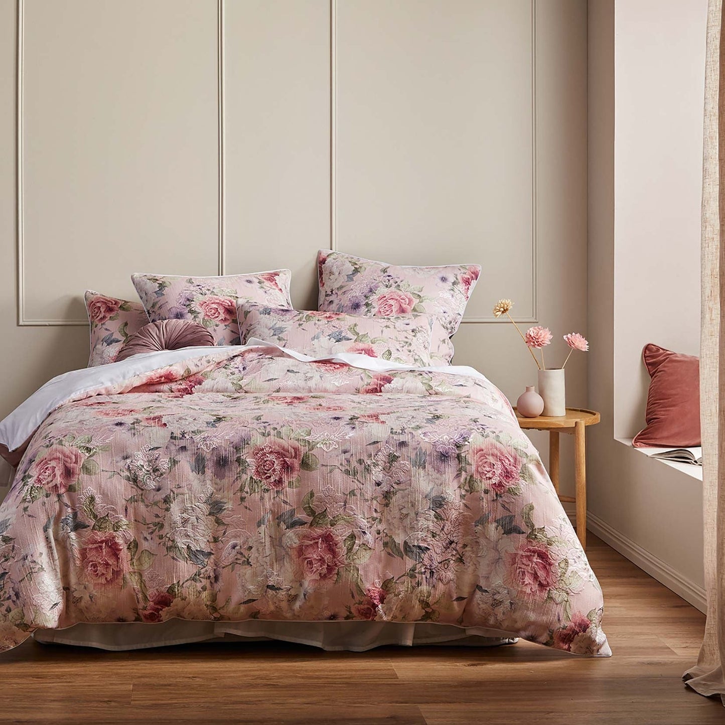 Alana Peach Quilt Cover Set by Platinum