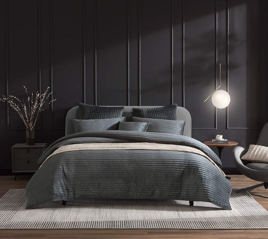 Barlow Slate Quilt Cover Set by Private Collection