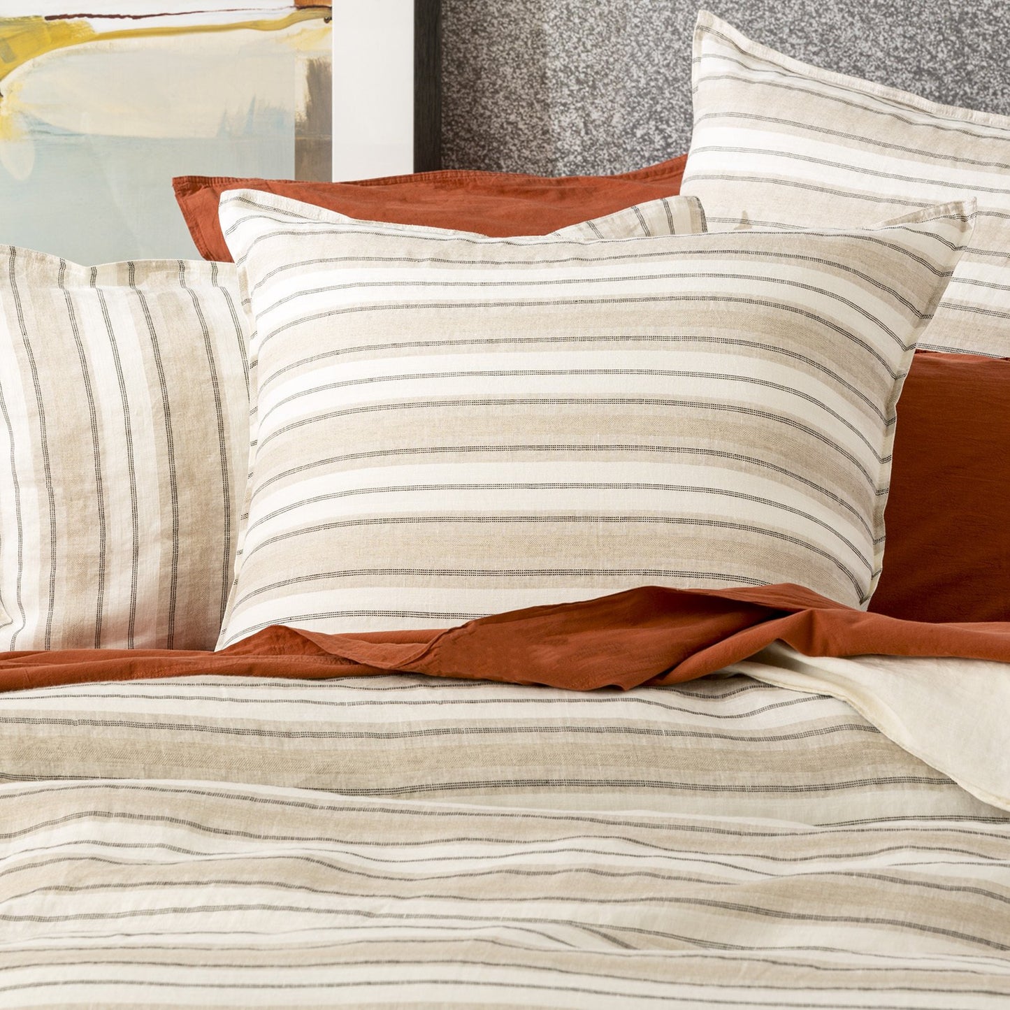 Renee Taylor Bardot Yarn Dyed 100%  French Linen Quilt Cover Set