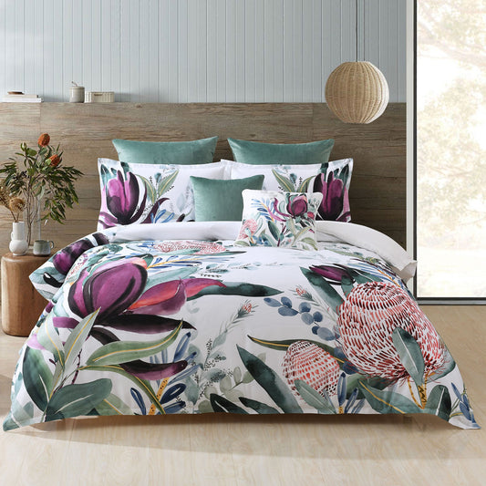 Bianca Protea Quilt Cover Set Plum