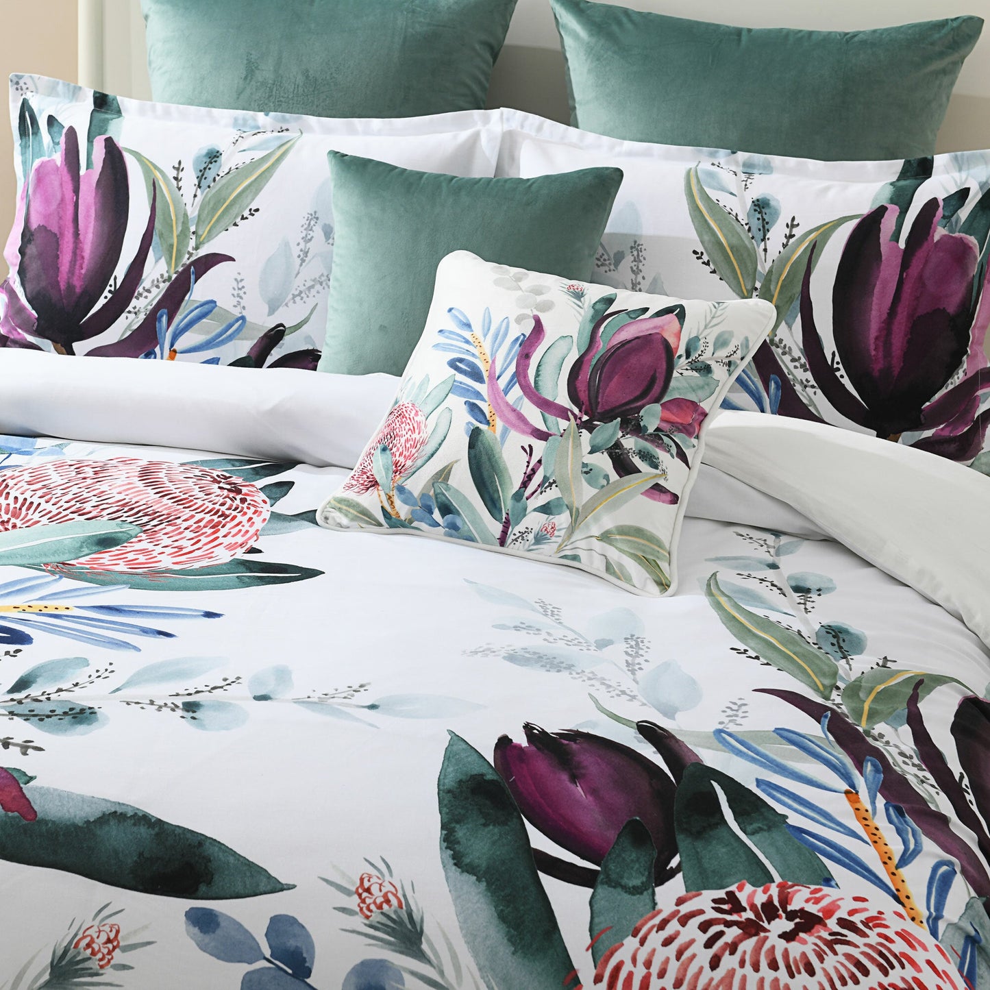 Bianca Protea Quilt Cover Set Plum