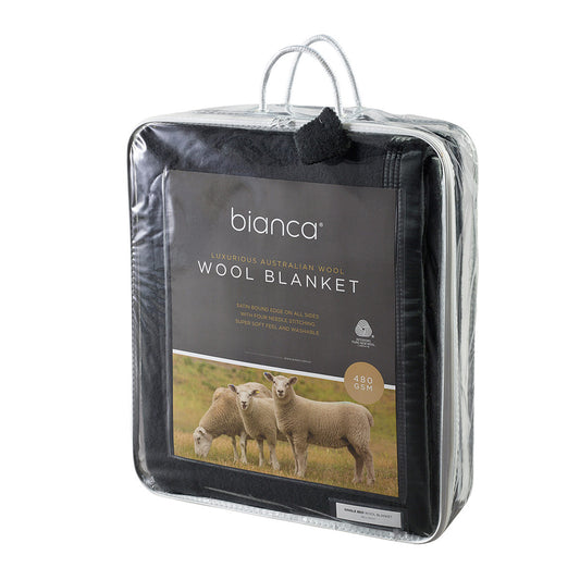 Australian Wool Blanket 480gsm Charcoal by bianca
