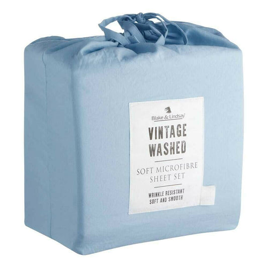 Blake & Lindsay Vintage Washed Microfibre Sheet Set SKY