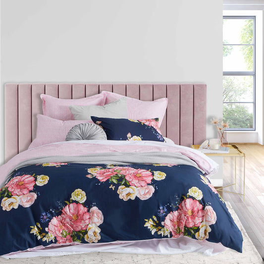 Bouquet Navy Quilt Cover Set by Logan and Mason