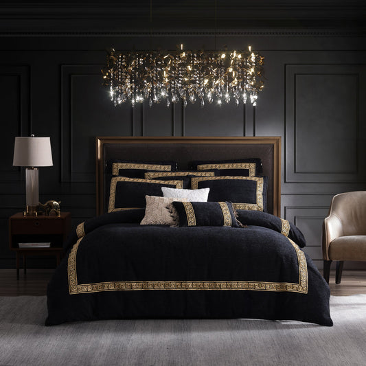 Olympia Black Quilt Cover Set by Davinci