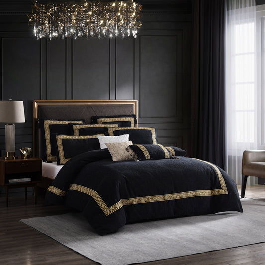Olympia Black Quilt Cover Set by Davinci
