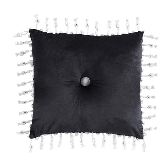 Chamonix Silver Centre Buttoned Square Cushion by Davinci