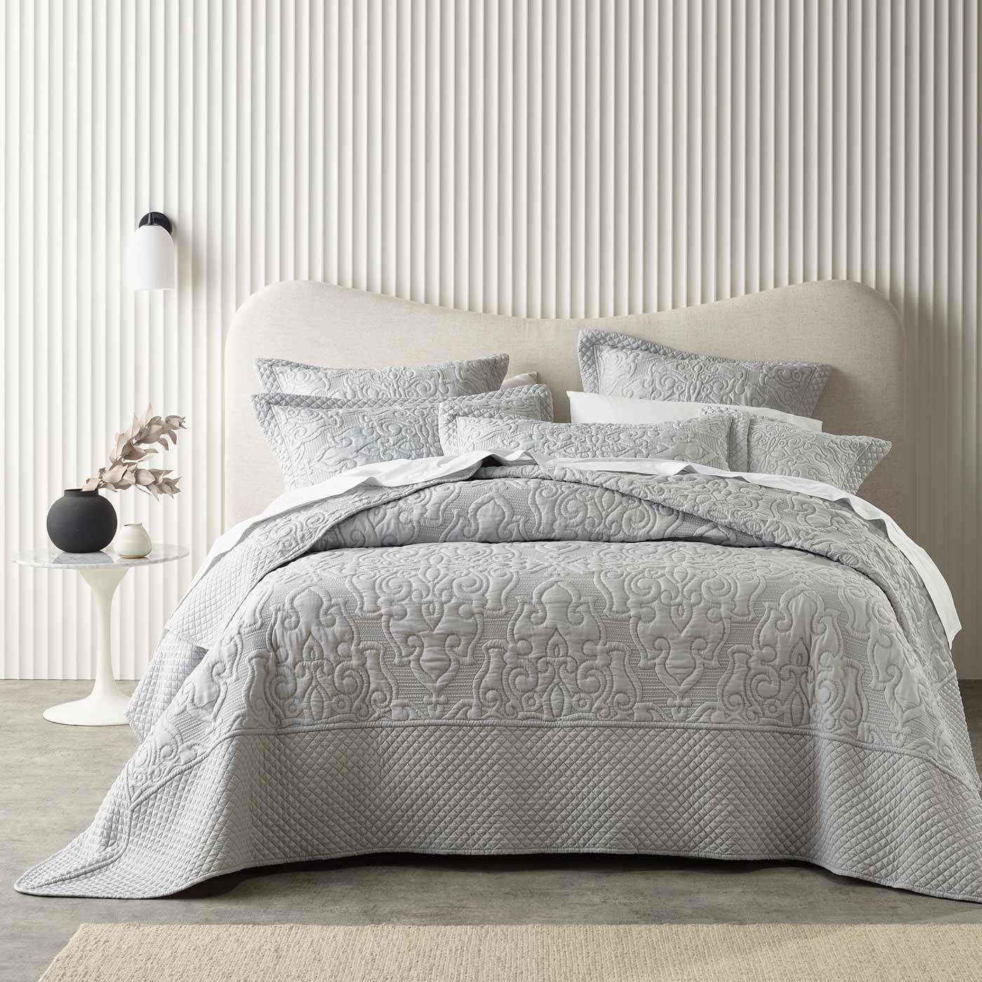 Laurent Silver Bedspread Set By Bianca