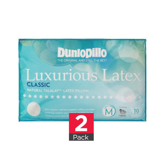 Dunlopillo Classic 2 Pack Genuine Luxurious Talalay Latex Medium Profile & Feel Pillows
