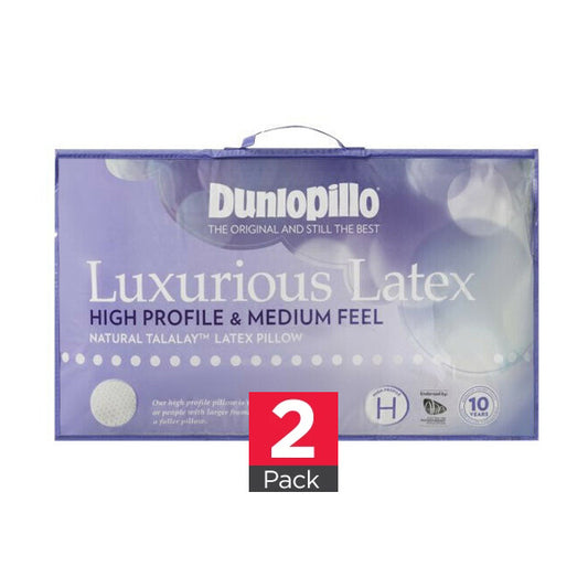 Luxurious Latex High Profile & Medium Feel Pillow by Dunlopillo (2 Pack)