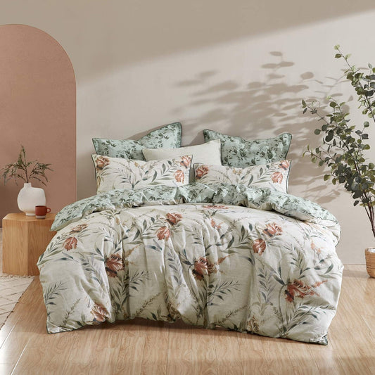 Elise Sage Quilt Cover Set by Logan & Mason