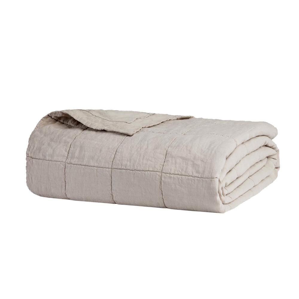 French Flax Linen PEBBLE Quilted Coverlet by Bambury