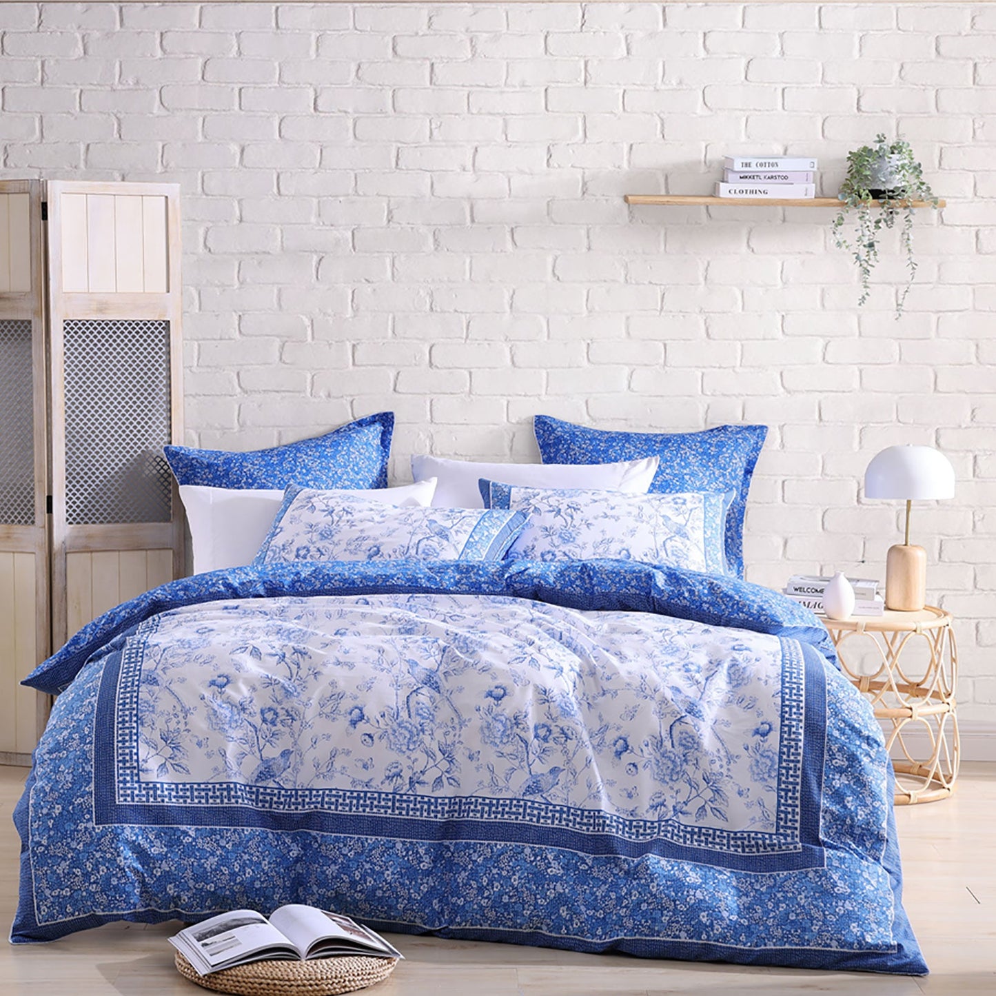 Hiromi Blue Quilt Cover Set by Logan & Mason