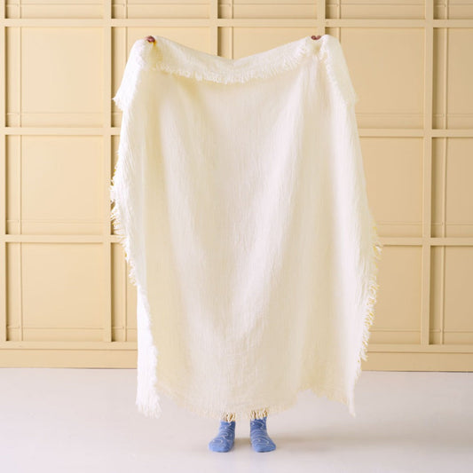 Linden White Throw by Linen House