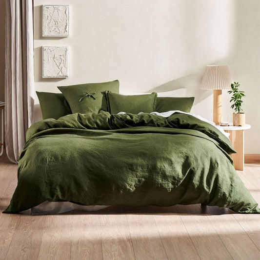 Nimes Fern Linen Quilt Cover Set by Linen House