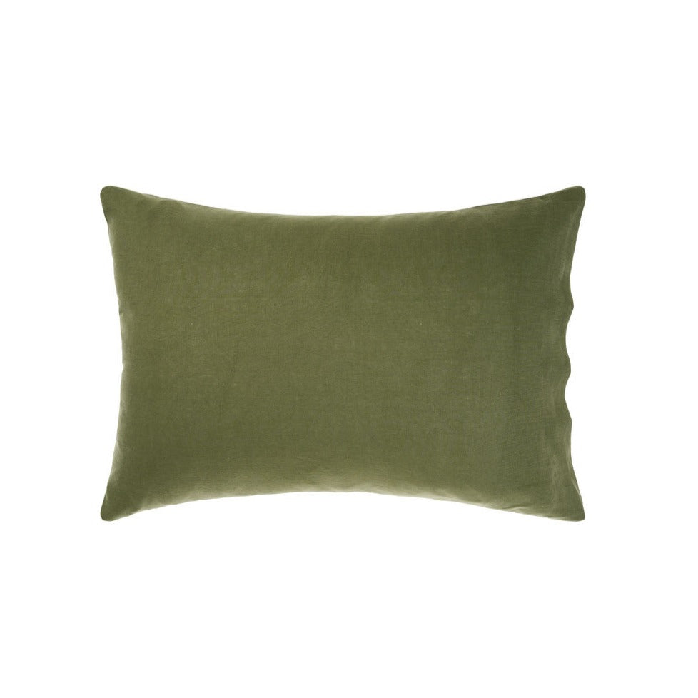 Nimes Moss Linen QUILT COVER SET by Linen House