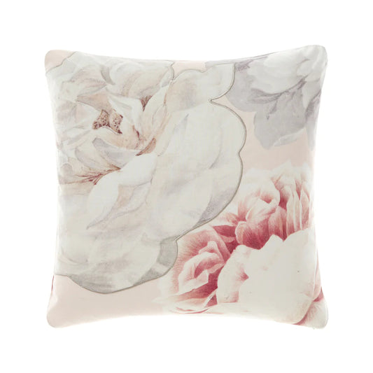 Sansa Ivory Floral Square filled Cushion 50 x 50cm by Linen House