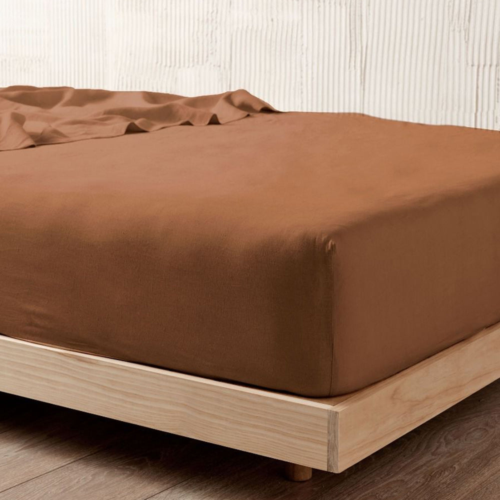 Linen House Nimes Cinnamon Linen FITTED SHEET