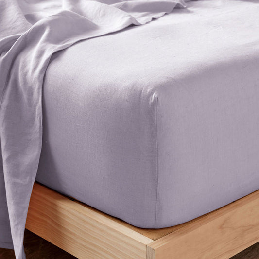 Nimes Pure Linen FITTED SHEET Lilac by Linen House