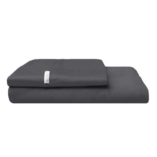 300TC Cotton Percale Fitted Sheet and Pillowcase Combo Charcoal by Logan and Mason