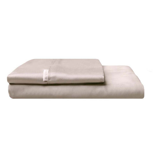 300TC Cotton Percale Fitted Sheet and Pillowcase Combo Stone by Logan and Mason