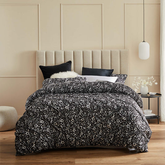 Leisel Black Quilt Cover Set by Platinum