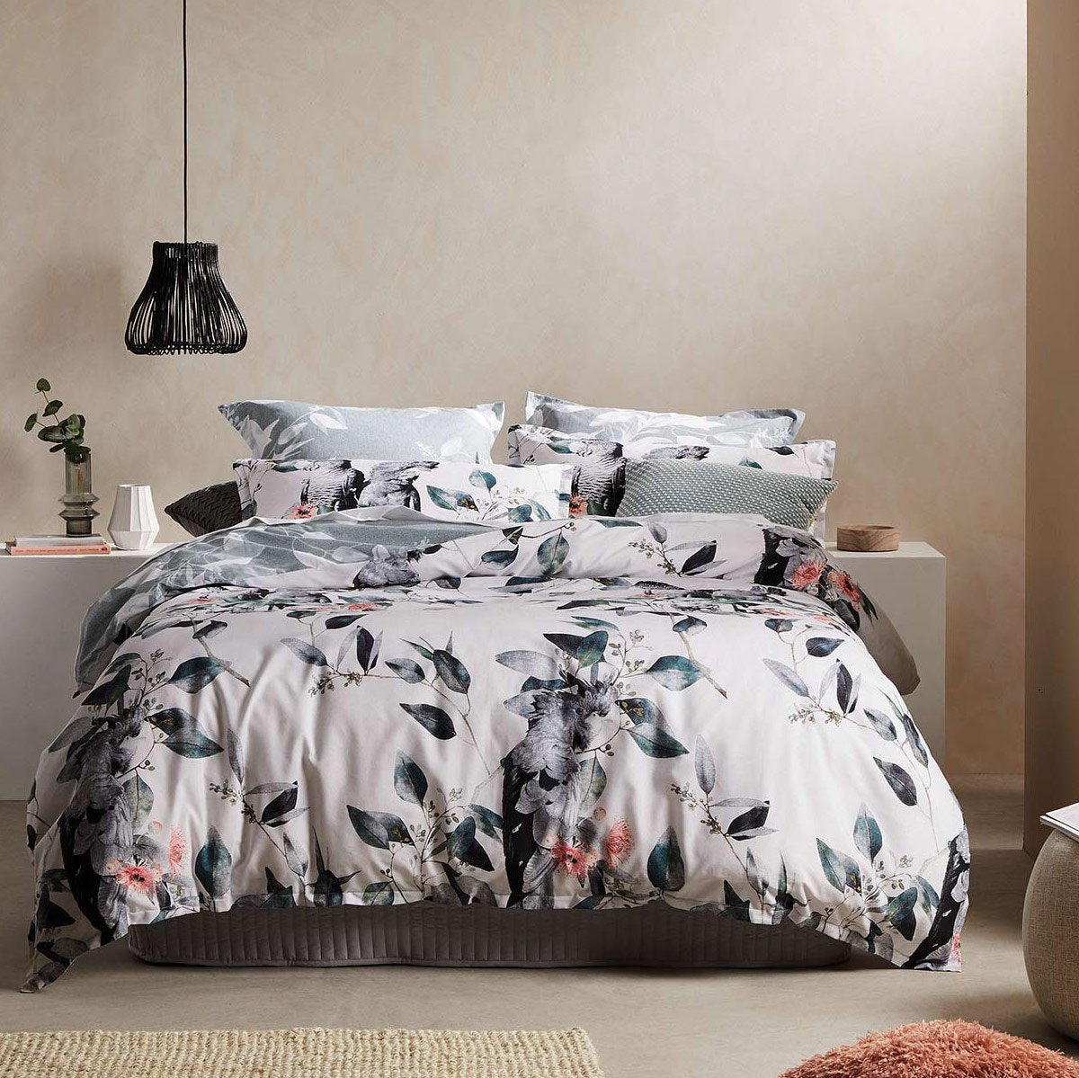 Cockatoo Black Quilt Cover Set by Logan & Mason