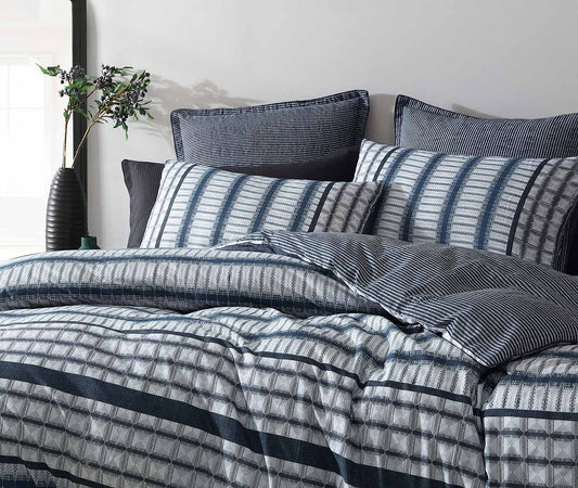 Mason Indigo Quilt Cover Set by Logan & Mason