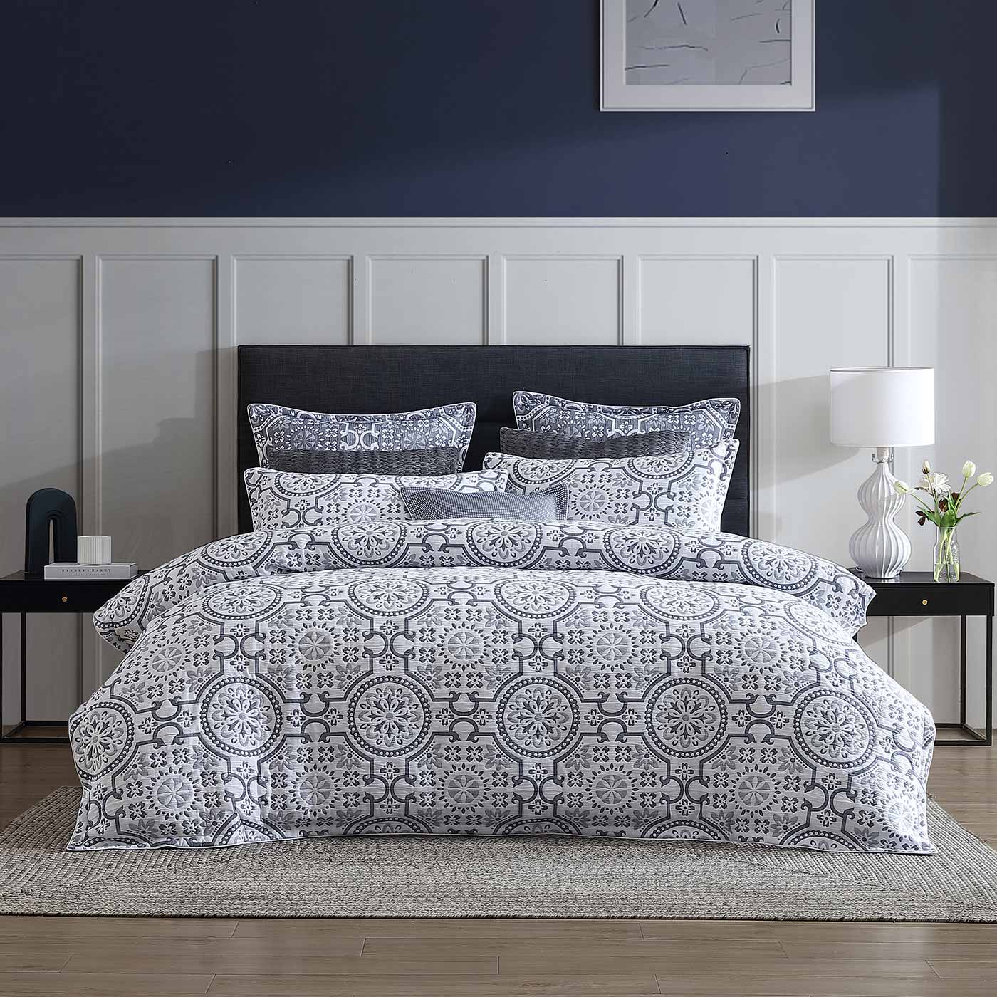 Mayfair Navy Quilt Cover Set by Private Collection