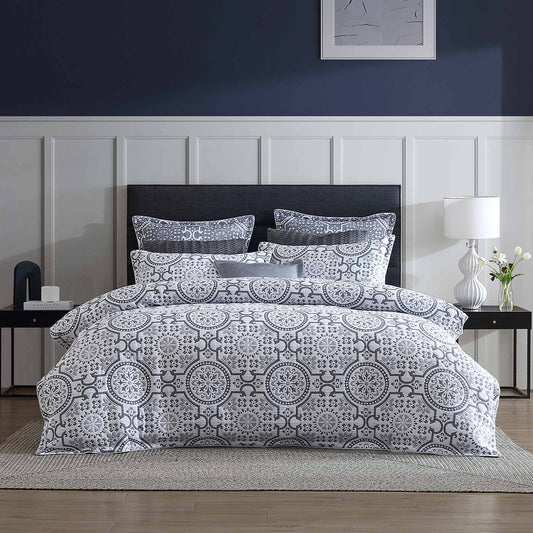 Mayfair Navy Quilt Cover Set by Private Collection