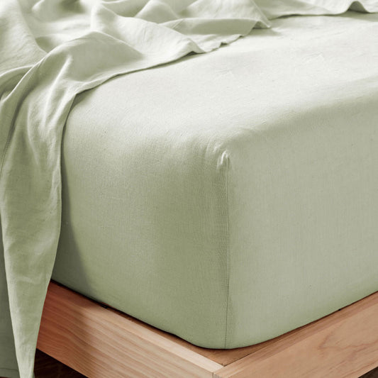 Nimes Pure Linen FITTED SHEET Wasabi