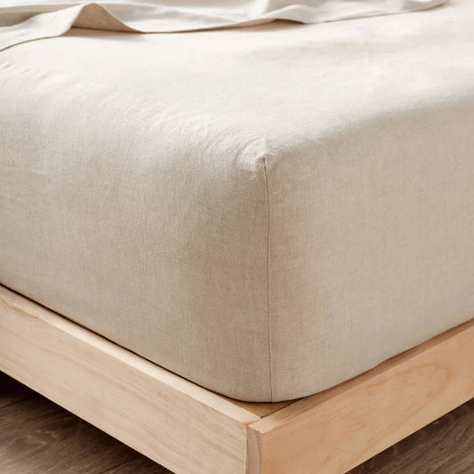 Nimes Pure Linen Natural FITTED SHEET by LINEN HOUSE