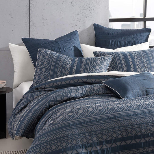 Orlando Indigo Quilt Cover Set by Logan and Mason Platinum