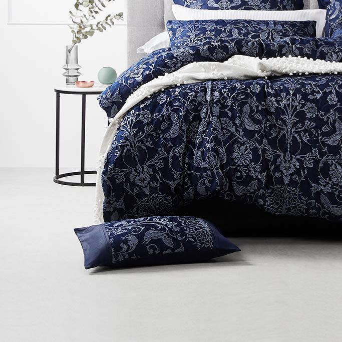 Oakland Navy Quilt Cover Set By Logan and Mason Platinum