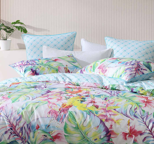 Parakeeta Aqua Quilt Cover Set by Logan & Mason