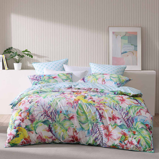 Parakeeta Aqua Quilt Cover Set by Logan & Mason