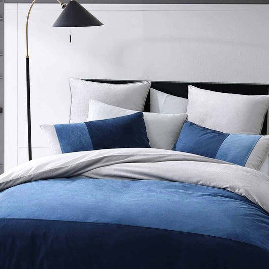 Parker Blue Quilt Cover Set by Logan and Mason Platinum