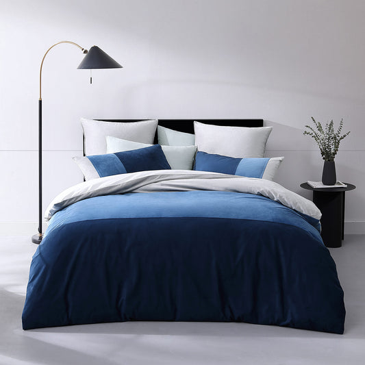 Parker Blue Quilt Cover Set by Logan and Mason Platinum