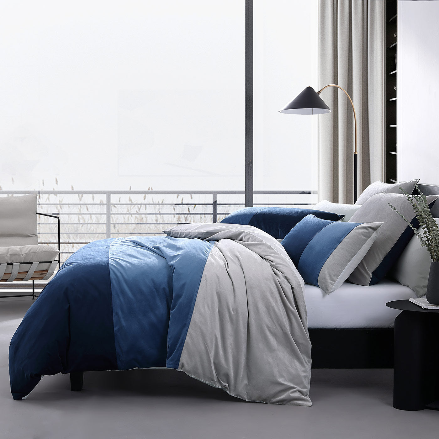 Parker Blue Quilt Cover Set by Logan and Mason Platinum