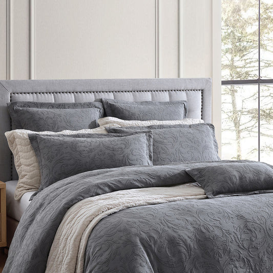 Marbella Charcoal Quilt Cover Set by Private Collection