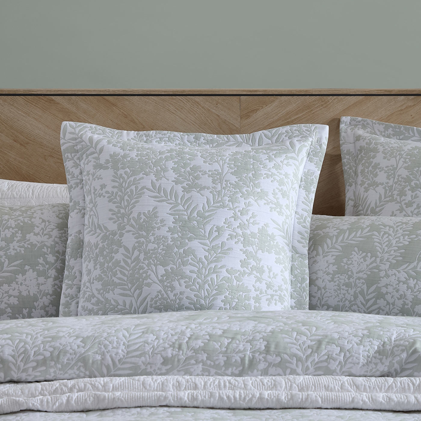 Quinn Sage Square Cushion by Private Collection