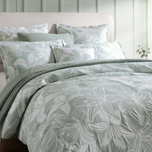 Grace Sage Quilt Cover Set by Logan and Mason Platinum